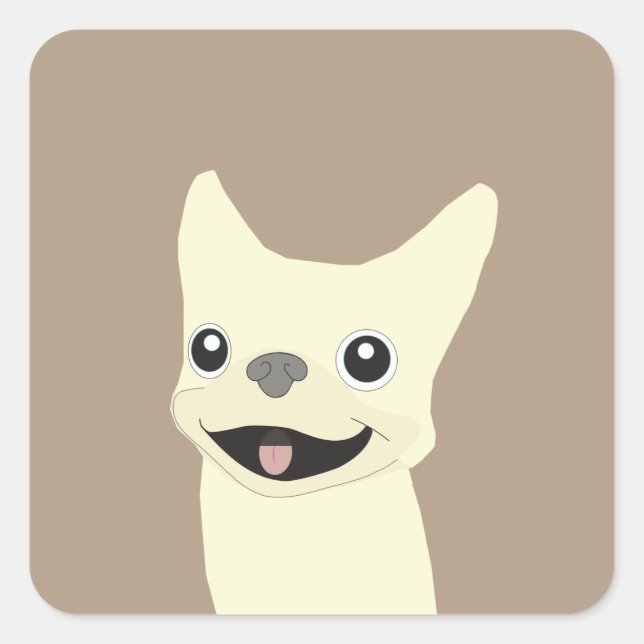 Cream French Bulldog, Warm Taupe Square Sticker (Front)