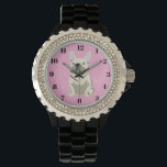 Cream French Bulldog Watch<br><div class="desc">Cream French Bulldog ,  pink</div>