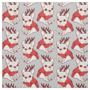 Cream Frenchie in Christmas Sweater Fabric