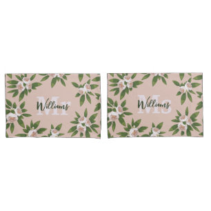 Cream Garden Harmony: Camellias and Greenery Pillowcase