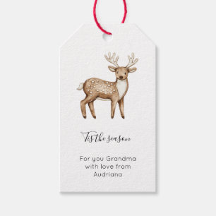 Cream Gingerbread Christmas Deer Gift Tags