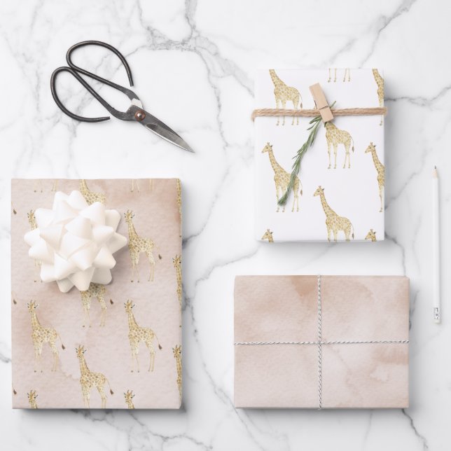 Cream Giraffe       Wrapping Paper Sheet (Front)