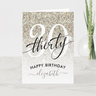 Cream Glitter 30th Birthday Card