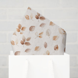 Cream Gold Autumn Leaves Tissue Paper