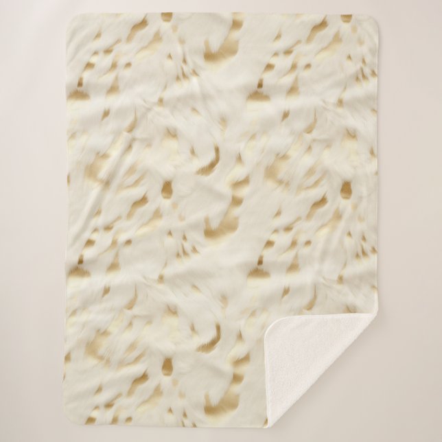 Cream Gold Cowhide Sherpa Blanket (Front)