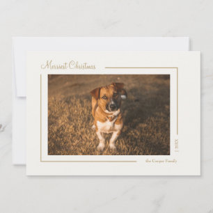 Cream Gold Elegant Minimalist Christmas Horizontal Holiday Card