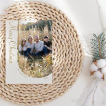 Cream Gold Elegant Minimalist Christmas Photo Arch