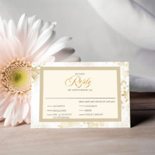 Cream & Gold Floral Custom RSVP Enclosure Card