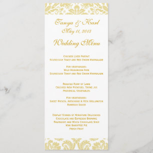 Cream Gold Floral Damask Wedding Menu