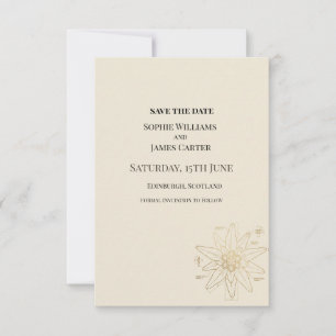 Cream Gold Floral Wedding Save The Date