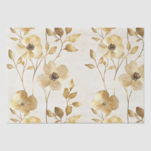 Cream Gold Floral Wedding Tissue Paper