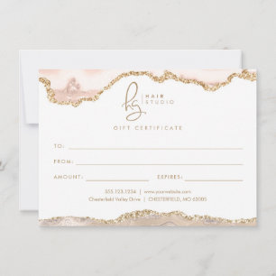 Cream Gold Glitter Agate Business Gift Certificate