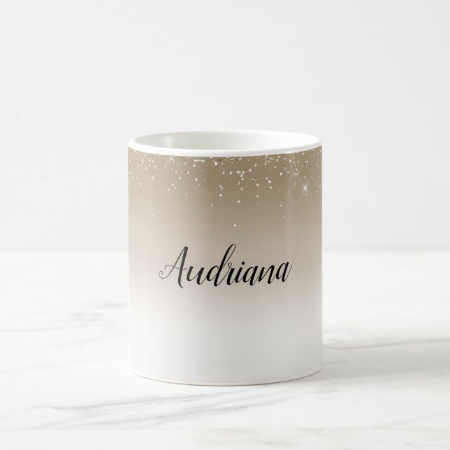 Cream Gold Glitz Glitter Bridal Shower Coffee Mug (Center)