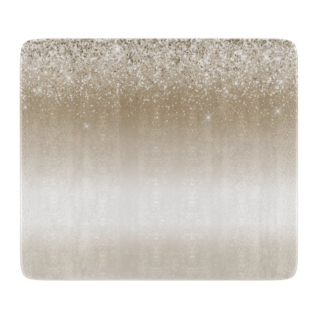 Cream Gold Glitz Glitter Bridal Shower Cutting Board (Front)