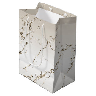 Cream Gold Glitz Marble Glitter Bridal Shower Medium Gift Bag