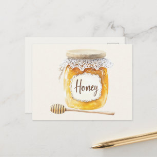Cream Gold Honey Jar Nourishment Postcard