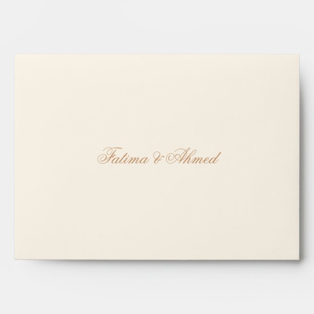 Cream Gold Islamic Muslim Wedding Invitation Envelope (Front)