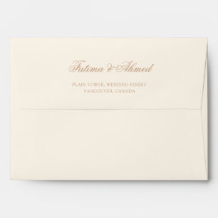Cream Gold Islamic Muslim Wedding Return Address Envelope