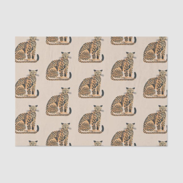 Cream Gold Leopard Animal Birthday Tissue Paper (Front)