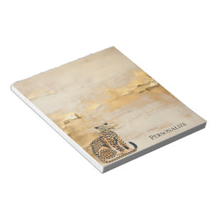 Cream Gold Leopard Animal Notepad