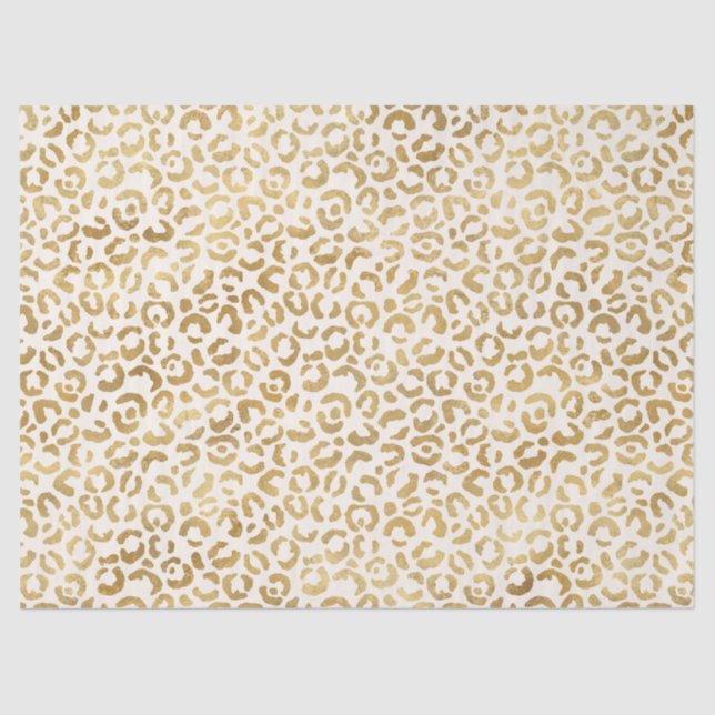  Cream Gold Leopard Print      Tissue Paper (Front)