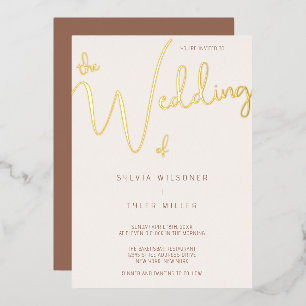Cream Gold Minimalist Typography Wedding
