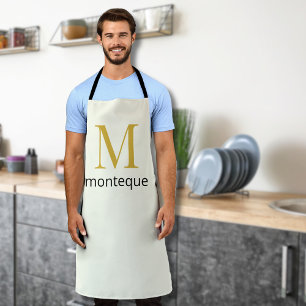 Cream Gold Monogram Personalised Name Luxury Gift  Apron