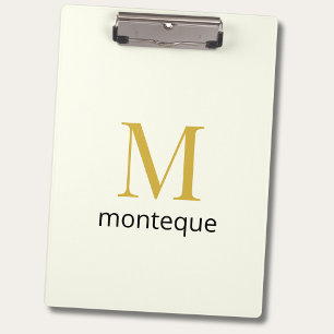 Cream Gold Monogram Personalised Name Luxury Gift  Clipboard