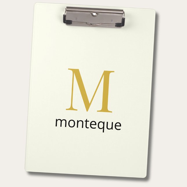 Cream Gold Monogram Personalised Name Luxury Gift  Clipboard (Creator Uploaded)
