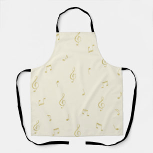 Cream Gold Music Notes   Apron