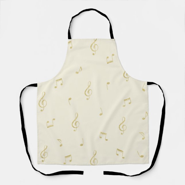 Cream Gold Music Notes   Apron (Front)