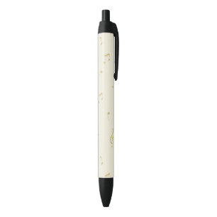 Cream Gold Music Notes Black Ink Pen