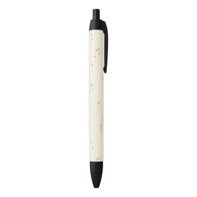 Cream Gold Music Notes   Black Ink Pen (Bottom (Vertical))