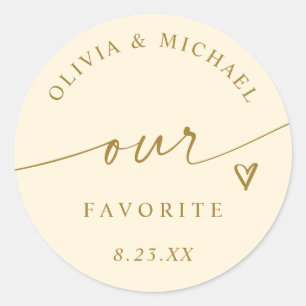 Cream & Gold Our Favourite Wedding Treat Bag Classic Round Sticker