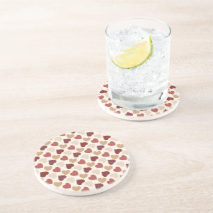 Cream Gold Red Hearts Coaster