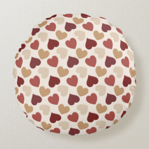 Cream Gold Red Hearts Glitter Round Cushion