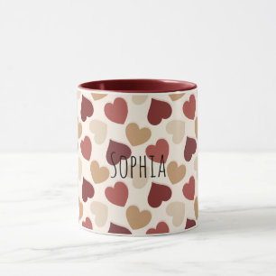 Cream Gold Red Hearts Mug