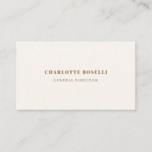 Cream Gold Serif Font Professional Matte Two Sided Business Card
