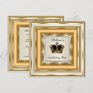 Cream Gold Silver Birthday Prince King Queen Invitation