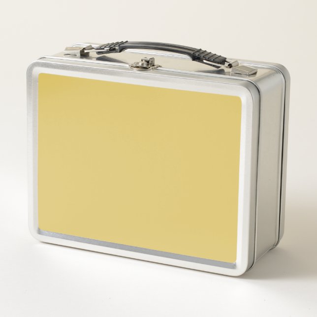 Cream Gold Solid Colour Metal Lunch Box (Front)