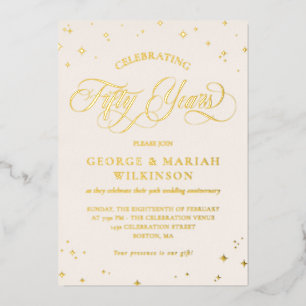 Cream Gold Stars 50th Wedding Anniversary 