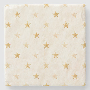 Cream Gold Stars Stone Coaster