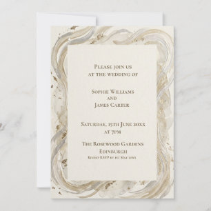 Cream Gold Swirl Wedding Invitation