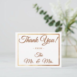 Cream & Gold Thank You Wedding Anniversary Thanks Postcard