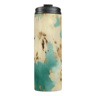 Cream Gold Turquoise Cowhide Animal  Thermal Tumbler