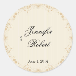 Cream Gold Vintage Pinstripe Floral Envelope Seal