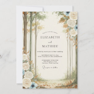 Cream Gold Woodland Eucalyptus Wedding Invitation