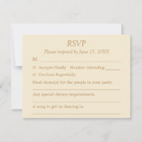 Cream Golden Beige Guest Choices Wedding RSVP Card