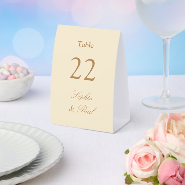 Cream Golden Beige Wedding Table Number (Insitu(Wedding))