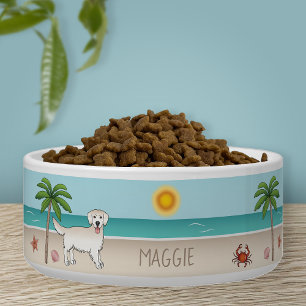 Cream Golden Retriever At A Tropical Summer Beach